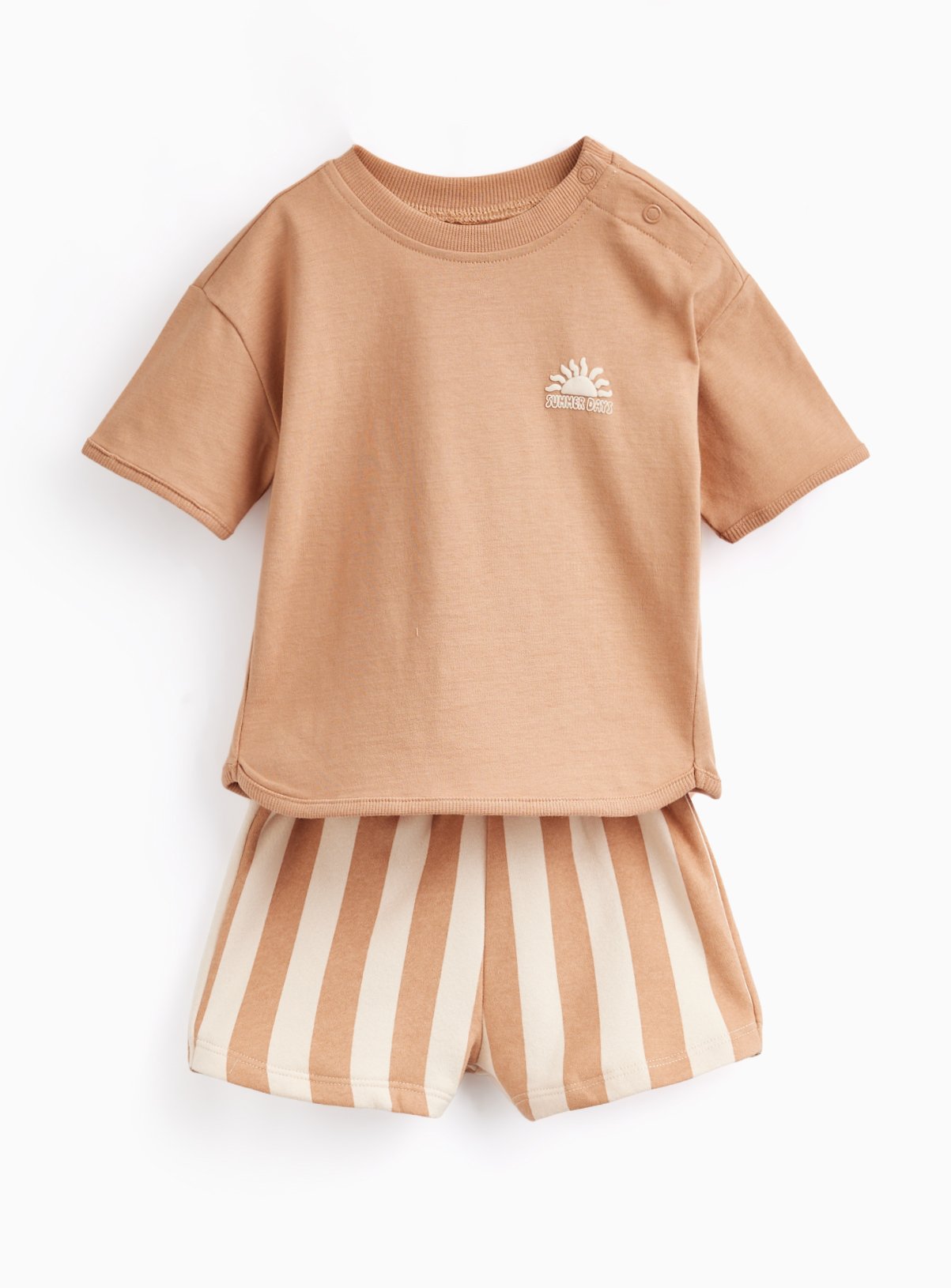 Brown Sunshine Print T-Shirt & Shorts Set 3-6 months - Image 1 thumbnail